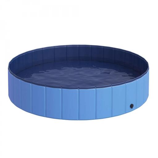 Piscina Plegable para Perros Gatos Ø140x30 cm Bañera Portátil para Mascotas PVC Antideslizante Múltiples Usos Color Azul [9]