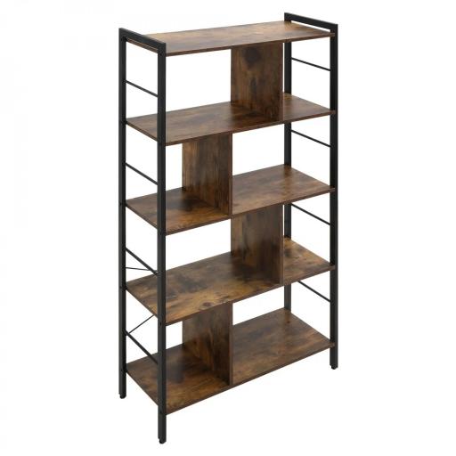 Estantería Librería de 4 Niveles con 8 Compartimentos de Almacenamiento Estilo Industrial para Sala de Estar Oficina Dormitorio 74x30x157,5 cm Marrón Rústico [9]