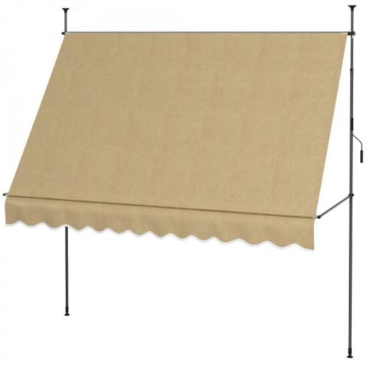 Toldo Manual Retráctil con Manivela 300x120x210-300 cm con Altura Ajustable Impermeable y Anti-UV Beige [8]