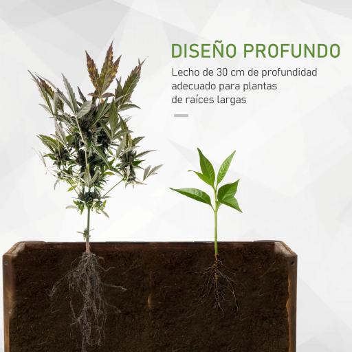 Jardinera Rectangular Arriate de Jardín con 4 Patas para Cultivos Verduras Flores en Jardín Balcón 70x35x30 cm Natural [4]
