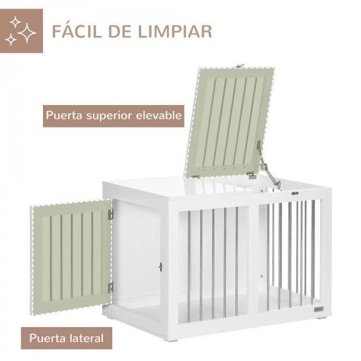 Jaula para Perros Medianos con 2 Puertas con Pestillo Estructura de Acero Inoxidable 80x50x56,5 cm Blanco [3]