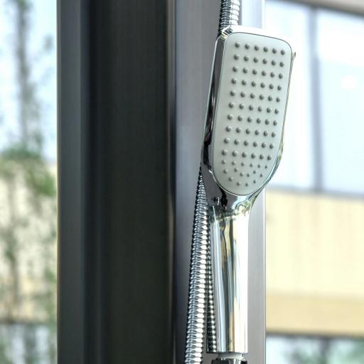 Ducha Solar de Exterior de 35L con 2 Cabezales de Ducha Grifo y Agua Caliente 0-55℃ para Jardín 17,5x14,5x216 cm Negro [6]