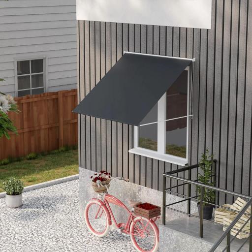 Toldo Retráctil de Exterior con Marco de Aluminio Ángulo de Inclinación Ajustable Anti-UV 150x120 cm Gris Oscuro [9]