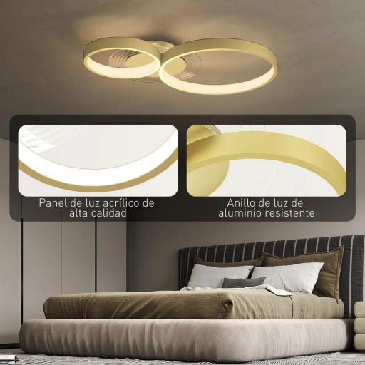 Lámpara de Techo LED 40W 3000 K/4000 K/6500 K para Dormitorio Salón Cocina Comedor Dorado [6]