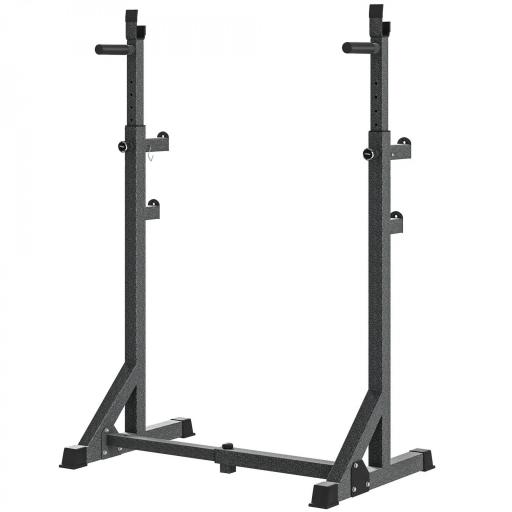 Soporte para Barras de Pesas con Ancho y Altura Ajustable Rack Musculación con Marco de Acero Carga 150 kg Negro [10]