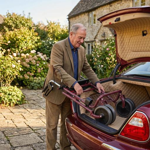 Andador para Ancianos Plegable con Asiento 4 Ruedas Altura Ajustable Frenos de Maneta Cesta Bandeja Porta Bastón Rojo [2]