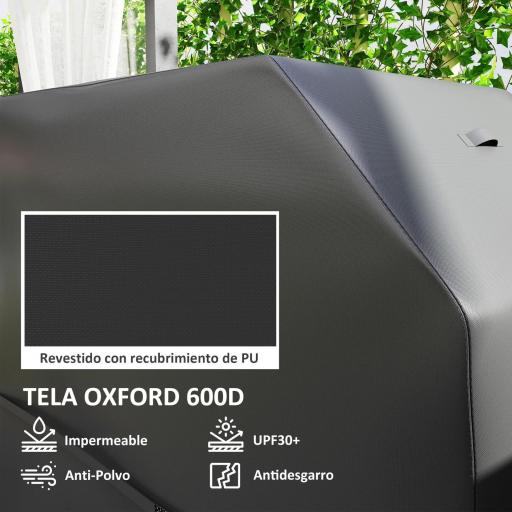 Funda para Barbacoa Exterior Impermeable de Tela Oxford 600D con Ventilación y Cierres de Velcro Negro 147x61x122 cm [7]