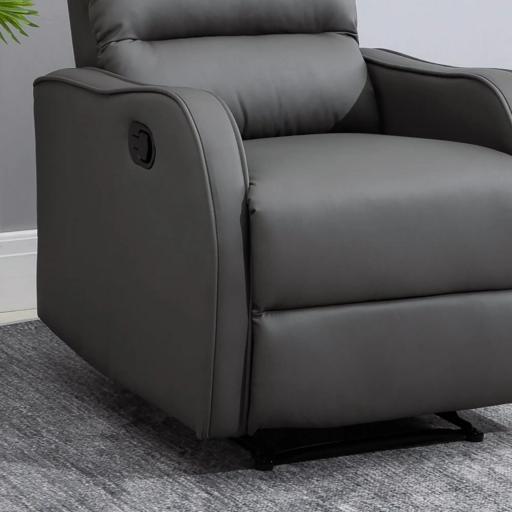 Sillón Relax Reclinable Sofá Relax Tapizado en PU con Reposapiés Retráctil para Dormitorio Salón 65x89x100 cm Gris [4]