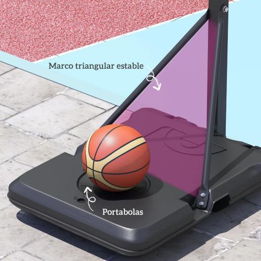 Canasta de Baloncesto Ajustable de 146-236 cm con Ruedas y Base Rellenable con Agua o Arena Tablero Irrompible Negro [6]
