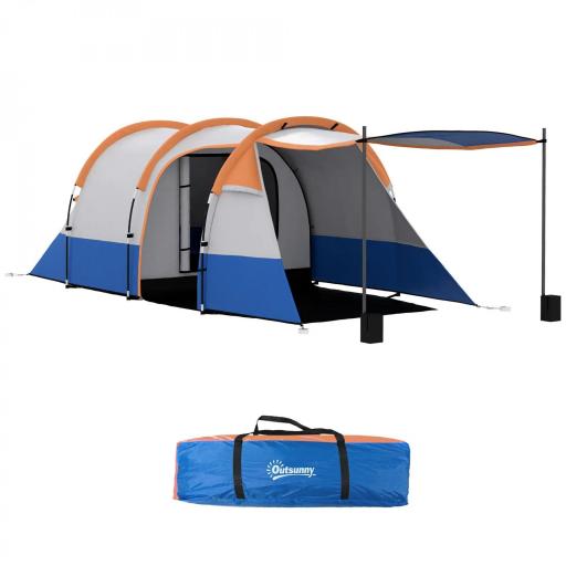 Tienda de Campaña para 3 Personas con 2 Habitaciones y Bolsa de Transporte Impermeable 420x200x150 cm Multicolor [9]