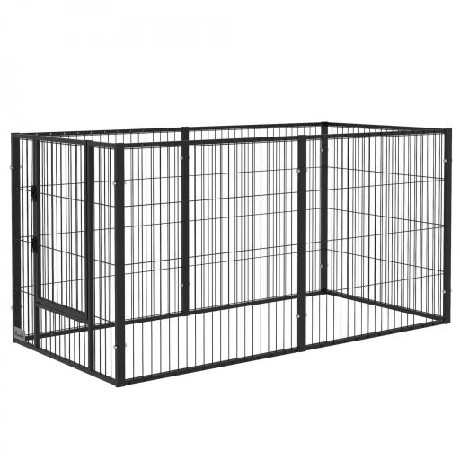Parque para Perros de 6 Paneles Ajustable Valla Metálica para Mascotas con Marco de Acero 82,5-150x79x81 cm Negro [8]
