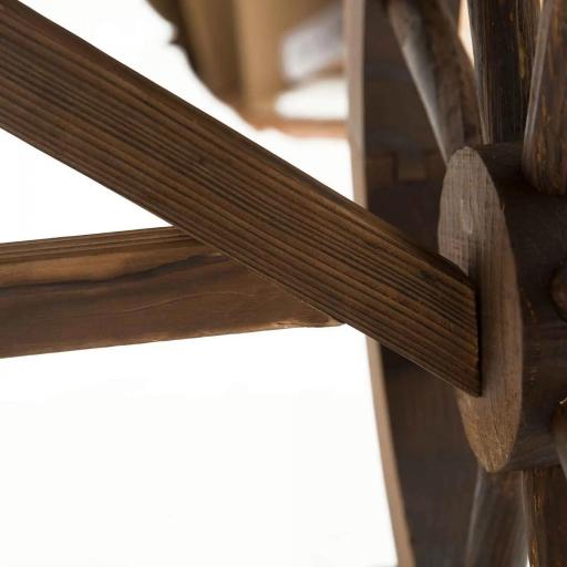 Mesa de Jardín de Madera de Abeto con Patas en Forma de Rueda para Exterior e Interior 110x60x65 cm Acabado Carbonizado [7]