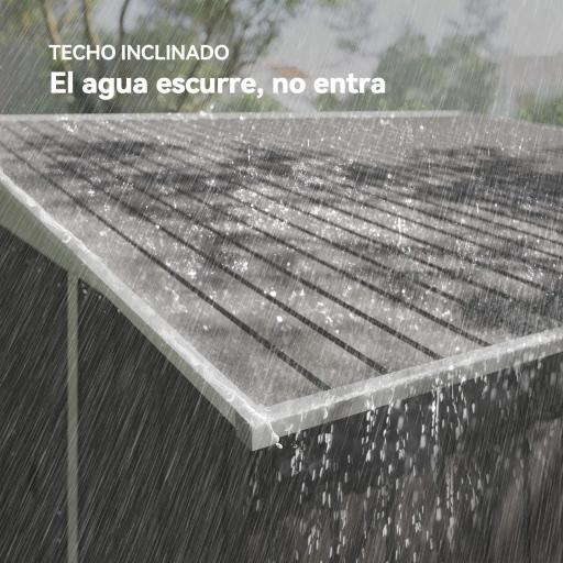 Cobertizo de Jardín 280x345x201 cm 8,9 m² para Almacenamiento de Herramientas con Puerta y 2 Ventanas Gris [3]