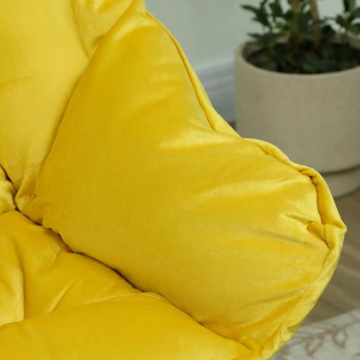 Sillón de Salón con Otomana Sillón de Relax con Bolsillos Laterales y Patas de Acero para Sala de Estar Dormitorio Amarillo [6]