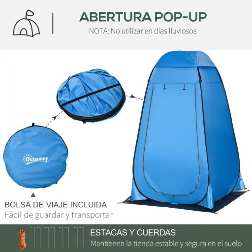Tienda de Ducha Portátil con Bolsillo Bolsa de Transporte y UV 20+ para Baño Inodoro 126x124x189 cm Azul [5]