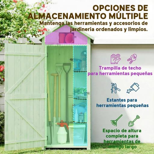Armario de Jardín de Madera Armario de Almacenamiento Cobertizo de Jardín con Estantes 77x54,2x179 cm Verde [5]