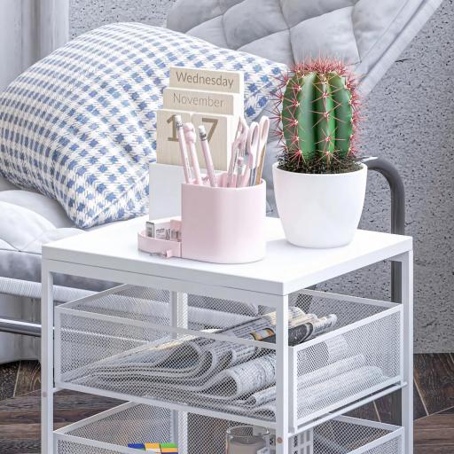 Carrito de Almacenamiento con Ruedas de 3 Niveles con 3 Cesta de Almacenamiento para Salón Comedor 34x29,5x57,5cm Blanco [7]