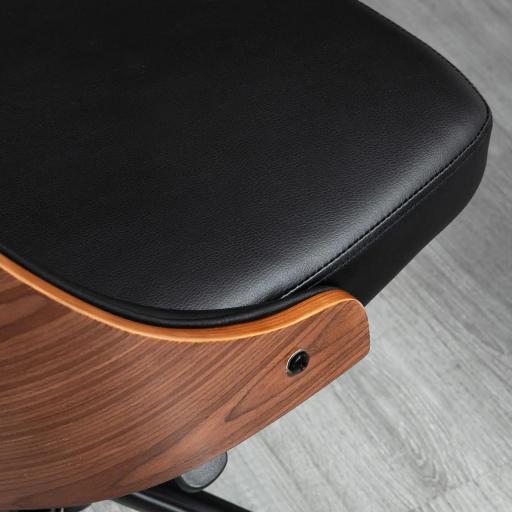 Silla de Oficina con Altura Ajustable y Basculante para Dormitorio Oficina 53x62x77-87 cm Negro y Madera [7]