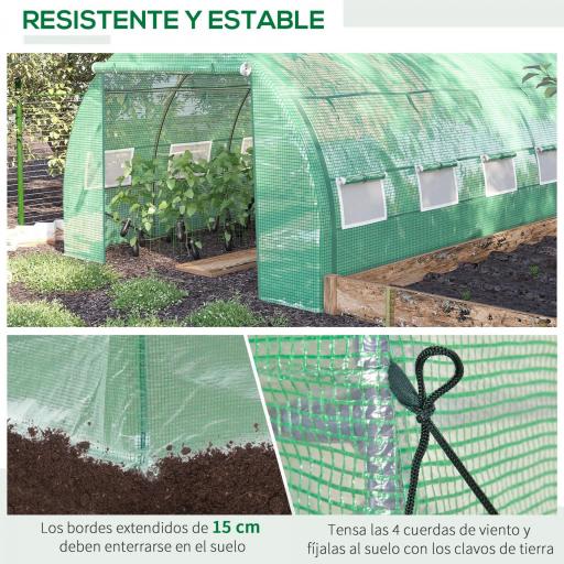 Invernadero de Túnel 4x3x2 m con Puerta y 8 Ventanas de Malla Enrollables Invernadero de Huerto para Patio Jardín Verde [2]