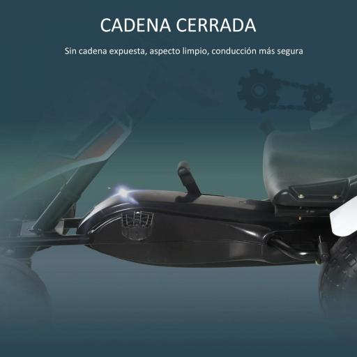 Go Kart a Pedales para Niños de +3 Años Coche de Pedales Infantil con Asiento Ajustable y Freno de Mano 104x66x57 cm Blanco y Negro [5]