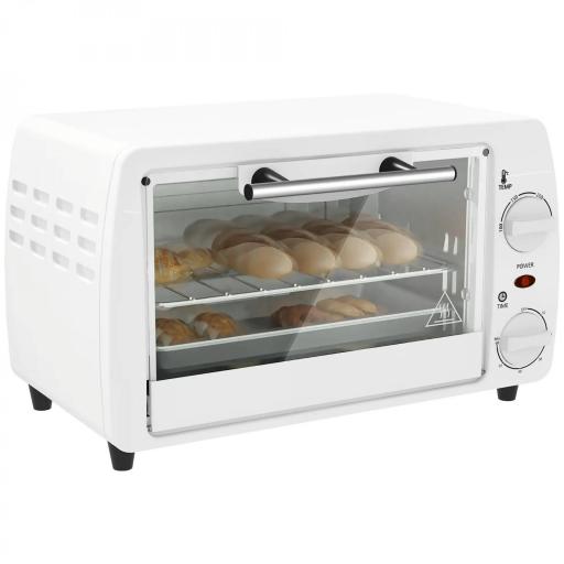 Horno Eléctrico Sobremesa 10L 750W Horno Eléctrico Pequeño Temperatura 230 ℃ y Temporizador 36,5x26x22 cm Blanco [8]