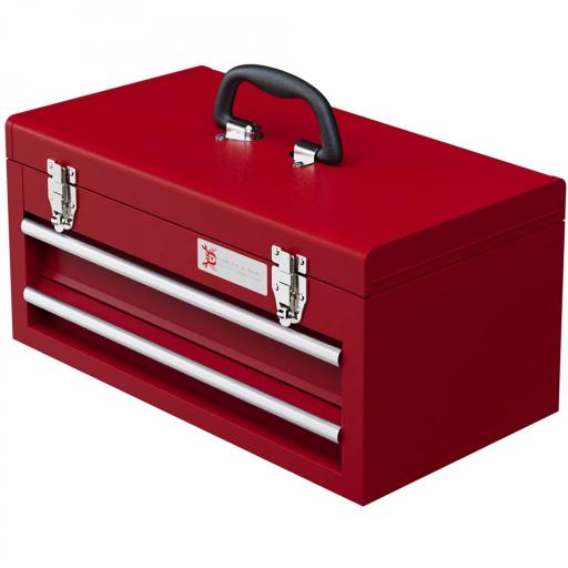 Caja de Herramientas de Acero con 2 Cajones Bandeja Tapa Abatible Cierres Metálicos y Asa 46x24x22 cm Rojo [2]