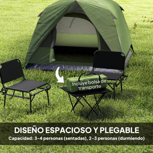 Tienda de Camping para 4 Personas Impermeable Fácil Instalación y Bolsa de Transporte Incluida 200x200x135 cm Verde [2]
