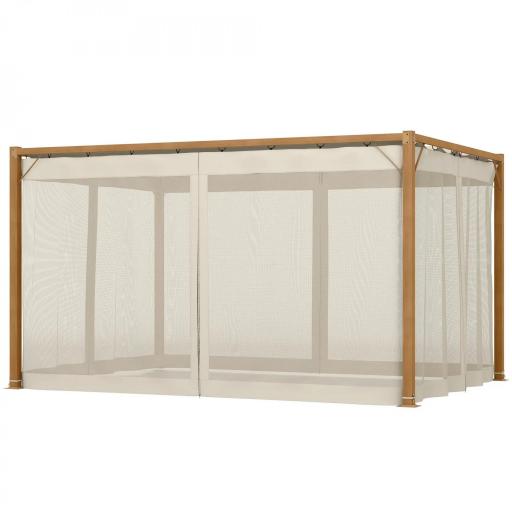 Pérgola de Jardín 4x3 m con Techo Retráctil Mosquiteras Laterales de Malla y Marco de Aluminio para Terraza Natural [9]