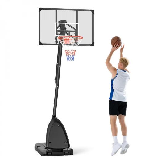 Canasta de Baloncesto Ajustable 236-293 cm con Ruedas Tablero de PC Base Rellenable para Exterior Negro [8]