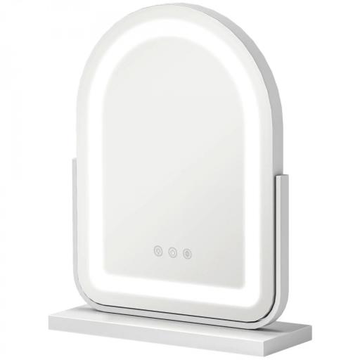 Espejo de Maquillaje con Luz LED Iluminación Ajustable Rotación Regulable de 360° y Control Táctil 33x12x44,5 cm Blanco [8]