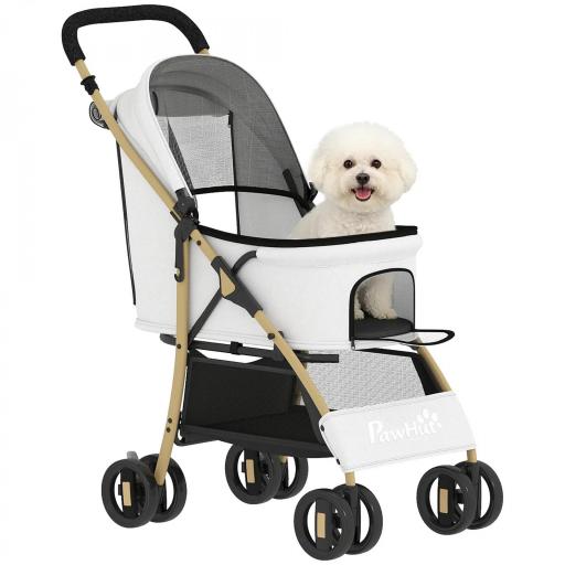 Carrito para Mascotas con 2 Puertas Ventana de Malla Cesta de Almacenamiento Cuerda de Seguridad 80x44,5x97 cm Gris Claro [8]