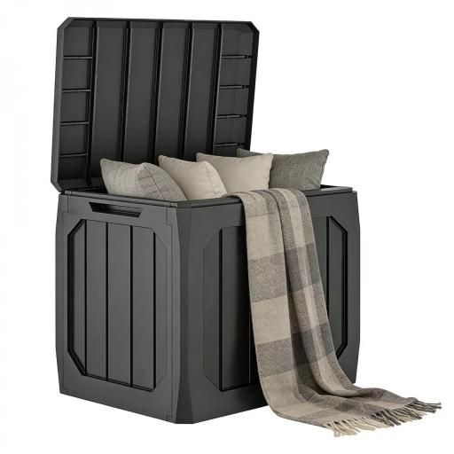 Baúl de Almacenaje Exterior de Plástico Capacidad 121L con 2 Asas y Tapa Bloqueable Impermeable 56x45x53 cm Negro [8]