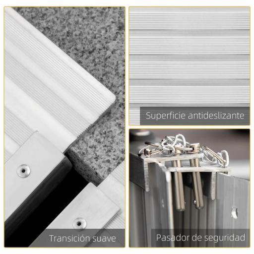 Rampa para Sillas de Ruedas Plegable 61 cm Carga 270 kg Rampa Portátil de Aluminio con Bordes de Seguridad Plata [6]