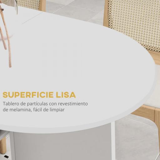 Mesa de Comedor Plegable con Ruedas Mesa de Cocina con Alas Abatibles y 2 Estantes Abiertos 120x60x77 cm Blanco [4]