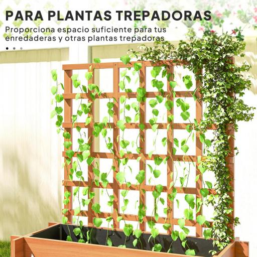 Jardinera de 3 Niveles con Enrejado y Tela no Tejida para Cultivos Verduras Flores Hierbas 95x95x110 cm Natural [2]
