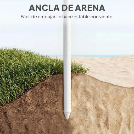 Sombrilla de Playa con Flecos Ø180 cm Altura Ajustable Inclinación Anclaje Arena y Bolsa de Transporte UPF30+ Verde [2]