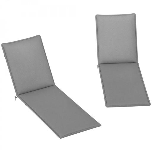  2 Cojines para Tumbonas de Jardín con Protección UV Resistentes a Salpicaduras 193x58x6 cm Gris [9]