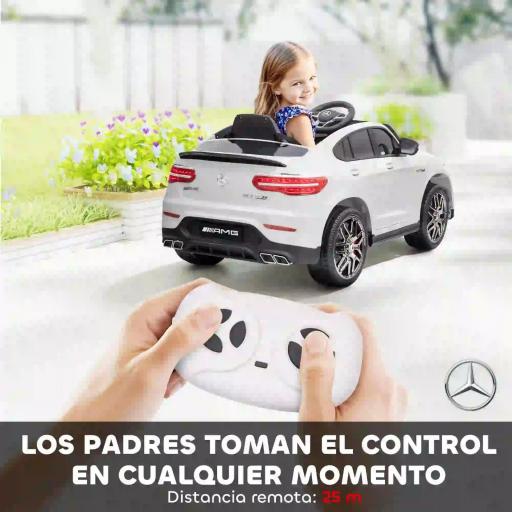 Coche Eléctrico para Niño +3 Años con Licencia de Mercedes 12V con Mando a Distancia Música y Luces Blanco [6]