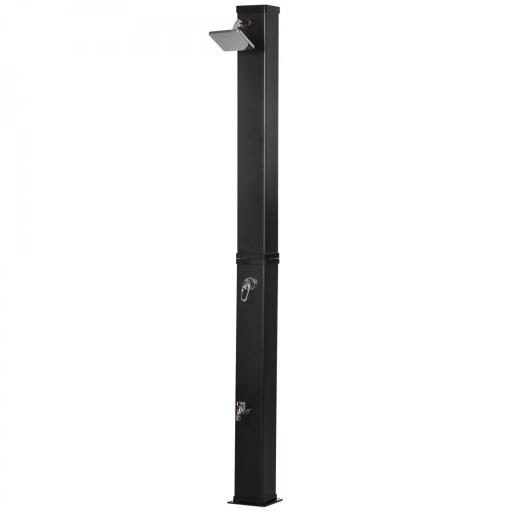 Ducha Solar de Jardín 40L con Cabezal de Ducha Grifo Agua Caliente hasta 60℃ para Piscina Patio 19x20x217 cm Negro [8]