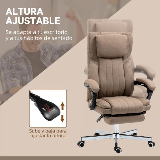 Silla de Oficina Reclinable y Giratoria con 6 Puntos de Masaje Vibratorio con Mando de Control 65x61x108-118 cm Marrón [6]
