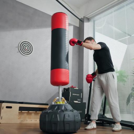 Saco de Boxeo de Pie, 80 cm, Soporte de Boxeo para Adultos, Base Grande Rellenable de Arena 60 kg / Agua 50 kg, Resortes Amortiguador para MMA, Karate, Taekwondo, Entrenamiento en Casa Gimnasio [7]