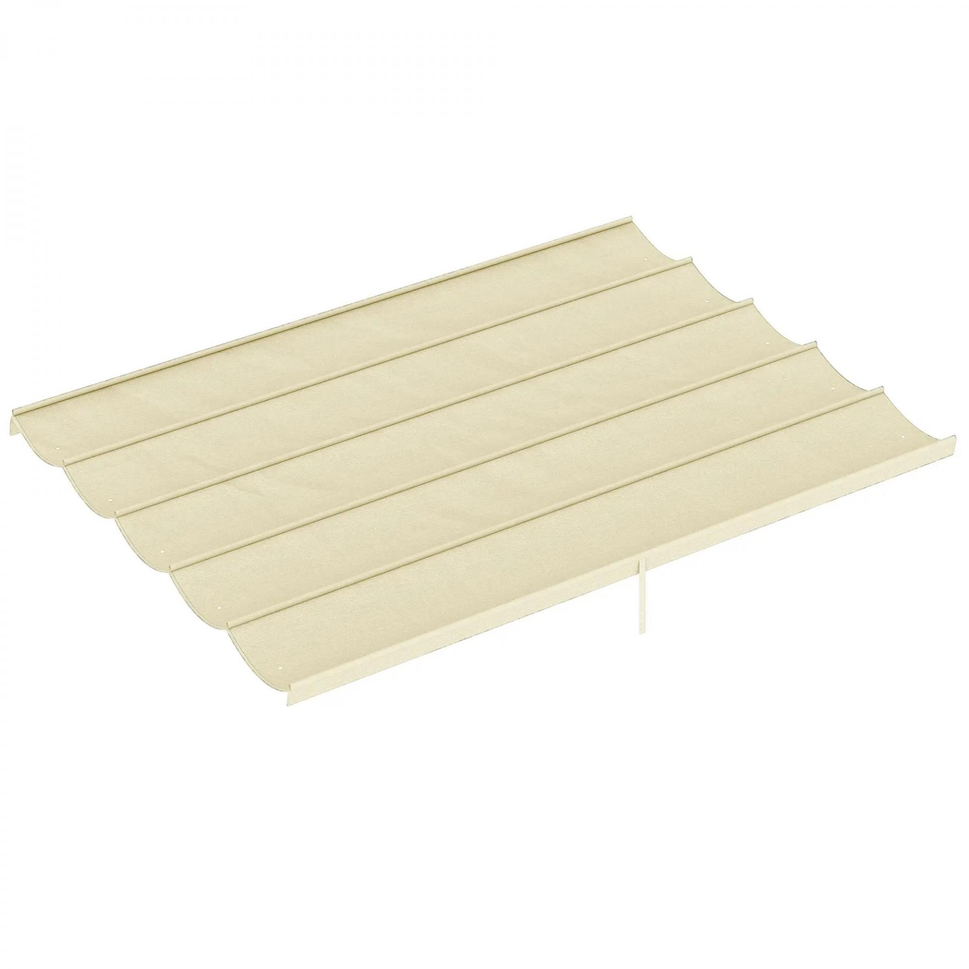 Cubierta para Techo Retráctil de 3,5x2,6m para Pérgola 4x3 Tela de Repuesto con 10 Orificios de Drenaje Crema