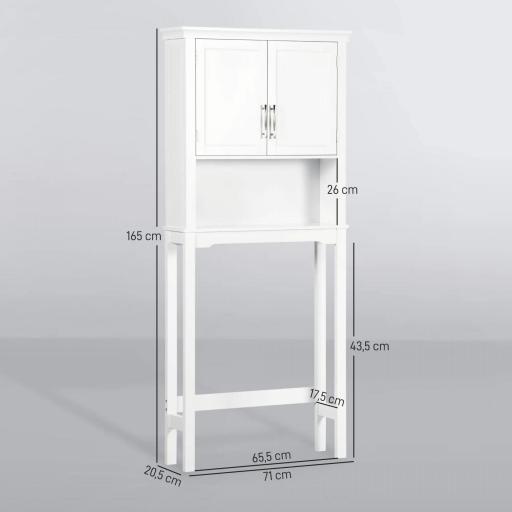 Mueble sobre Inodoro Armario Alto para Lavadora con 2 Puertas Balda Ajustable y 1 Estante 71x20,5x165 cm Blanco [1]