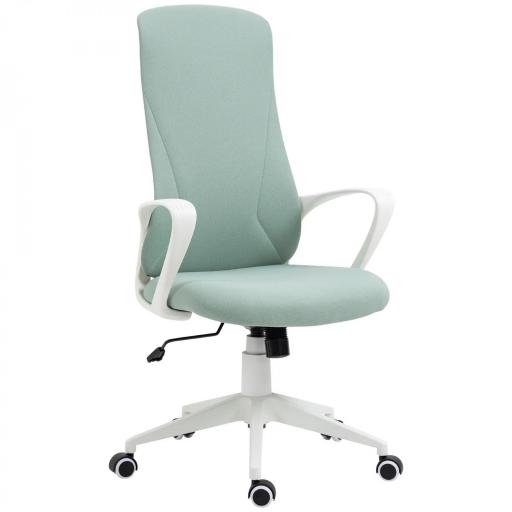 Silla de Oficina Giratoria Altura Ajustable con Reposabrazos Función de Basculante Respaldo Alto 62x56x110-119,5cm Verde [9]