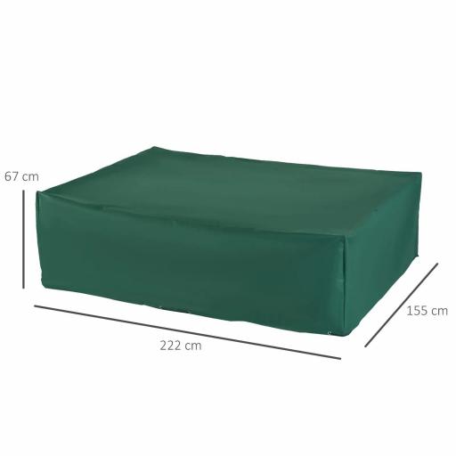 Funda para Muebles de Jardín Exterior Impermeable Tela Oxford con Cierre de Cordón y Ojales 222x155x67 cm Verde Oscuro [1]