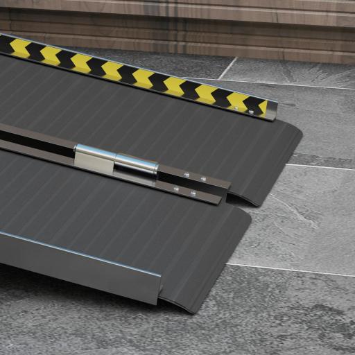 Rampa para Sillas de Ruedas Plegable de Aleación de Aluminio 122 cm con Adhesivos Reflectantes Carga 272 kg Negro [5]
