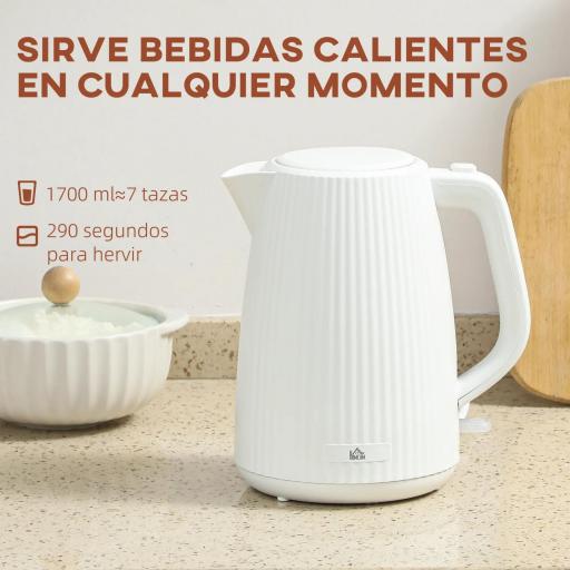 Hervidor Eléctrico 1,7L 2200W con Filtro Antical Desmontable Apagado Automático Base Giratoria 360° Crema [2]