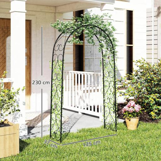 Arco de Jardín de Acero para Rosas y Plantas Trepadoras Arco de Boda para Plantas y Decoraciones 125x37x230 cm Negro [1]