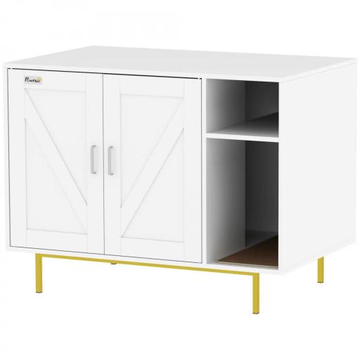 Mueble Arenero Caja de Arena para Gatos con Almohadilla para Rascar y Compartimento de Almacenaje 80x50x61 cm Blanco [2]