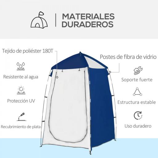 Tienda de Ducha Camping Portátil UV25 Tienda Instantánea con Ventana Bolsillo y Bolsa de Transporte 123x121x198 cm Azul [3]